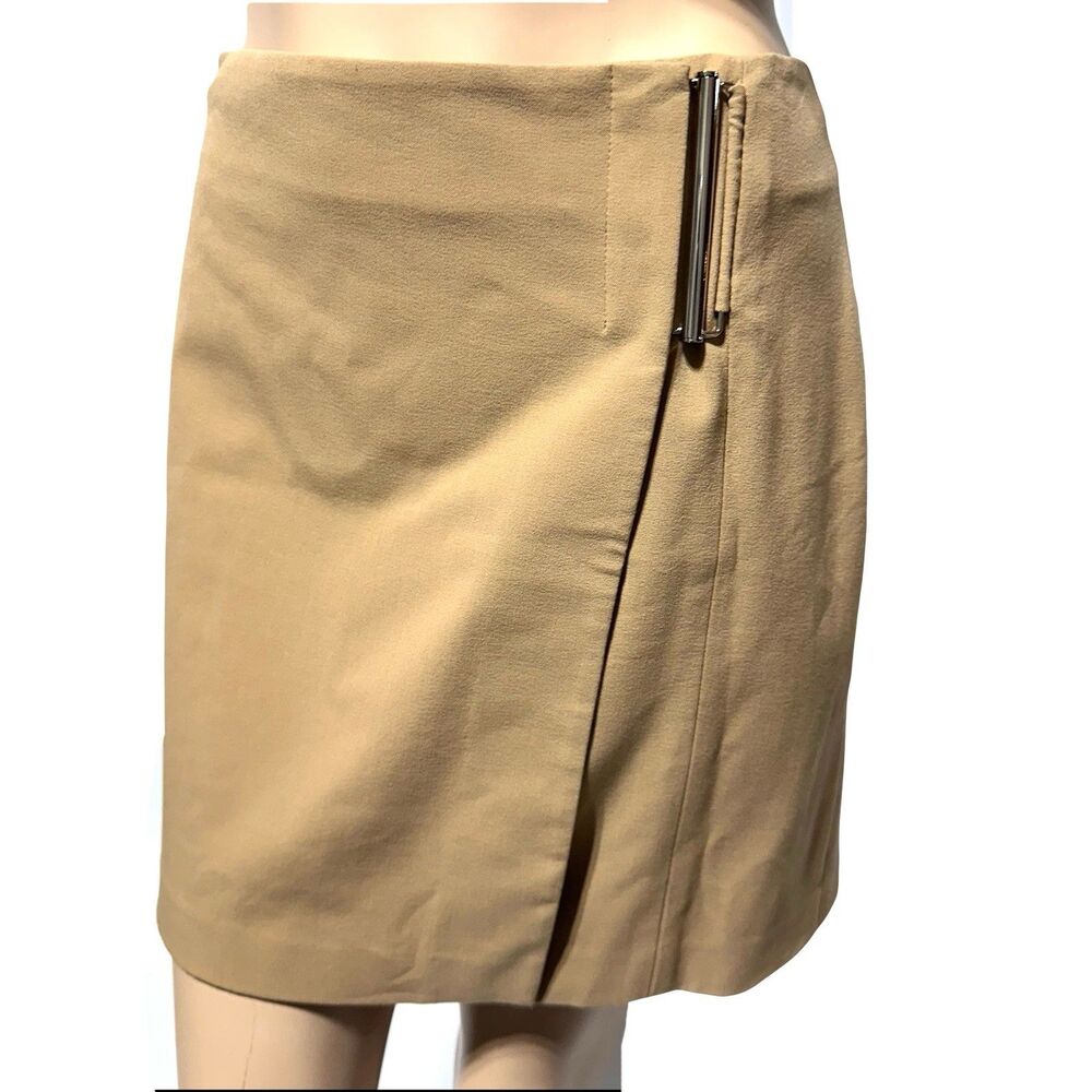 The Limited Wrap Mini Skirt Womens Size 12 Stretch Tan Camel Y2K Buckle NWT